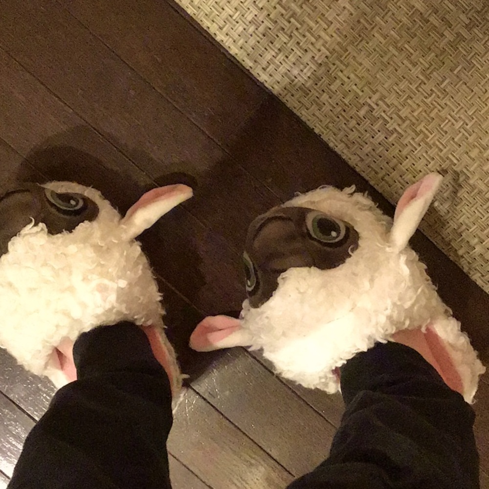 Fuzzy sheep slippers